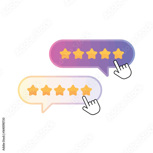 Customer feedback with star ratings and cursor clicks