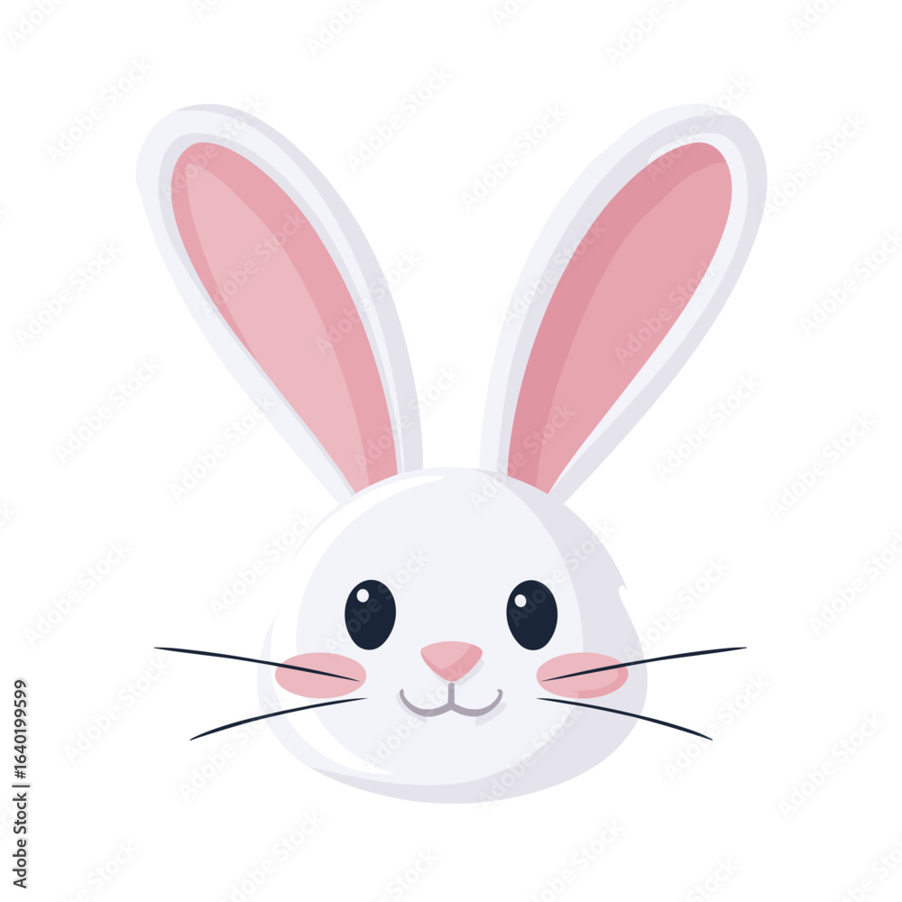 Fototapeta premium Cute digital illustration of a rabbit's face with long ears and a friendly expression suitable for children's art and decorations