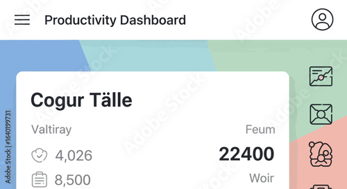 Abstract Productivity Dashboard Interface With User Account Information