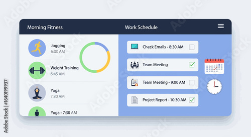 Daily Fitness And Work Schedule Application Interface Design Concept