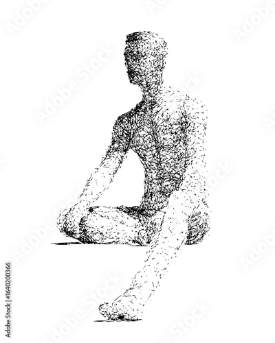 Abstract line art figure in seated pose illustration human form artistic drawing design sketch vector artwork,  char vector art