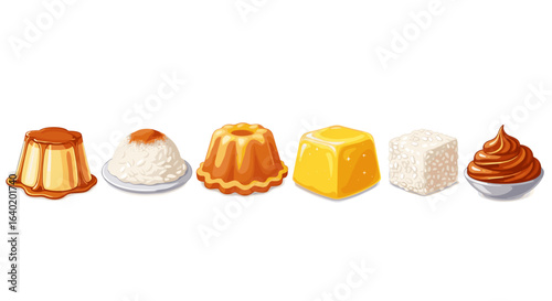 Delicious Variety of Sweets and Desserts Illustration on White Backdrop