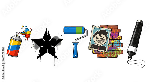 Urban Art Toolkit: Colorful Graffiti Elements for Creative Expression