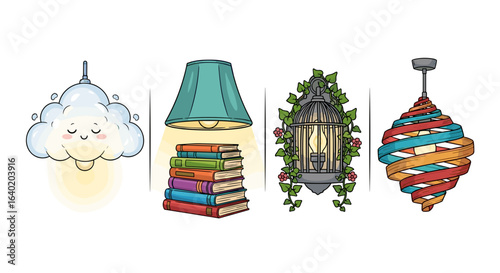 Four diverse stylish lamps bring light and character to any room