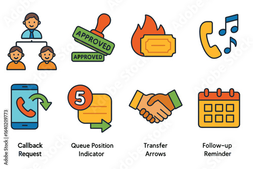 Customer service flat icon set. communication, support, call icons in flat style