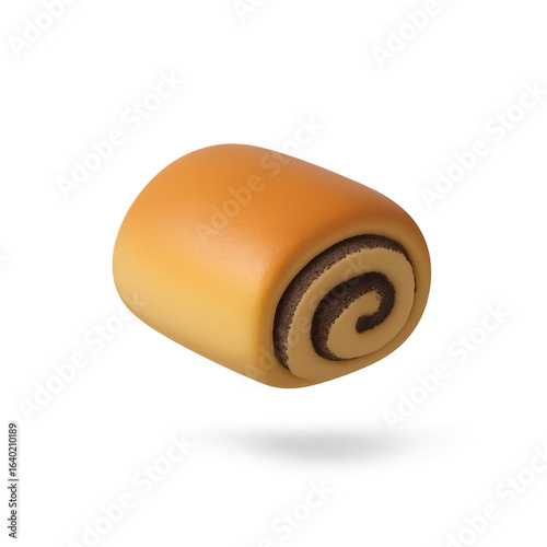 Sweet poppy seed roll pastry isolated on transparent background