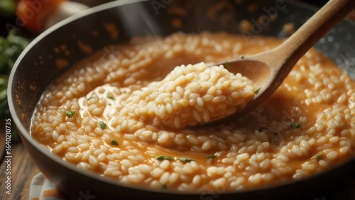 Creamy risotto being scooped