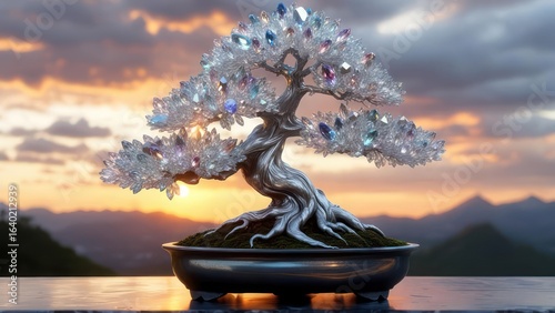Crystal Bonsai at Sunset