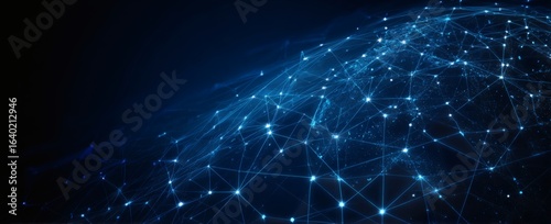 Abstract Digital Blue Background with Glowing Connections, Global Network Concept Technology Wallpaper