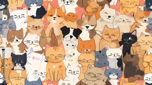Cute cats and dogs pattern