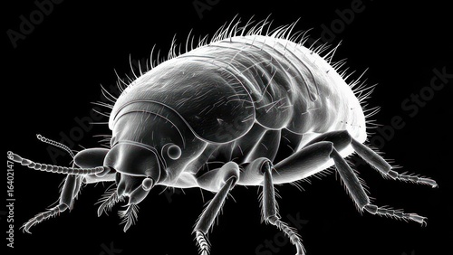 Detailed microscopic view of a beetle