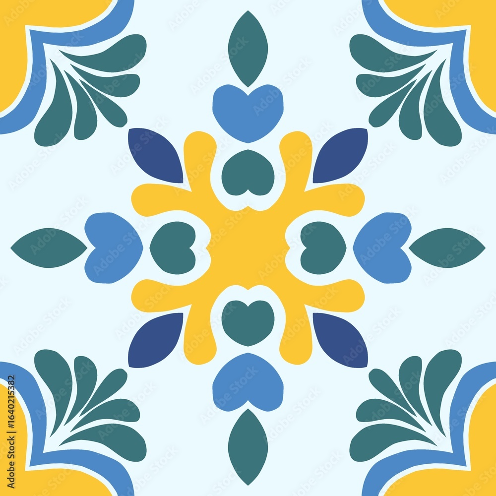 Naklejka premium abstract floral tile patern background