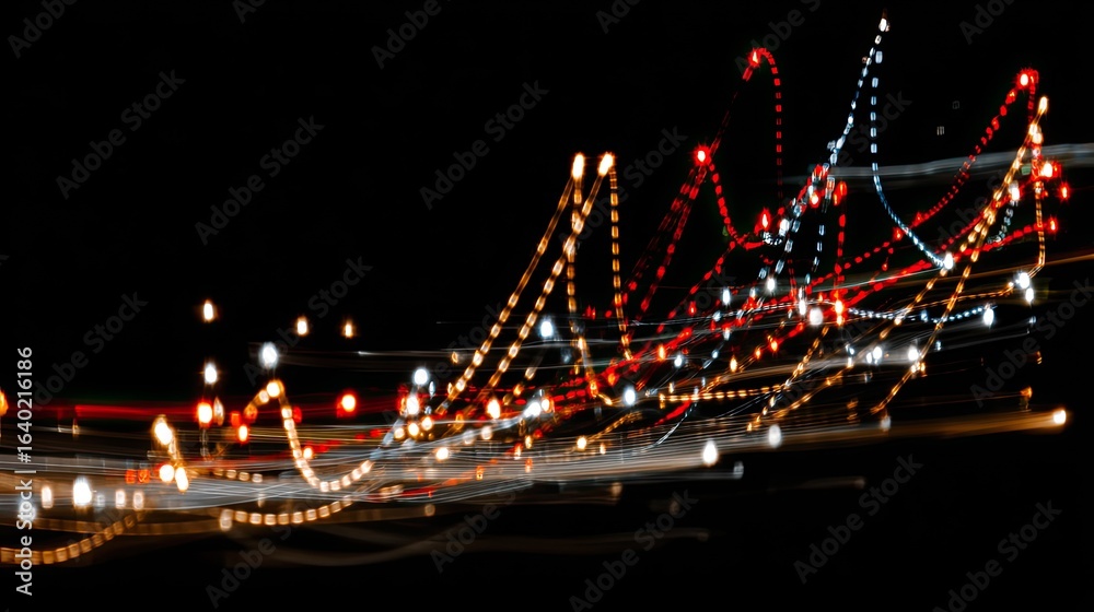 Obraz premium Abstract light trails on black background