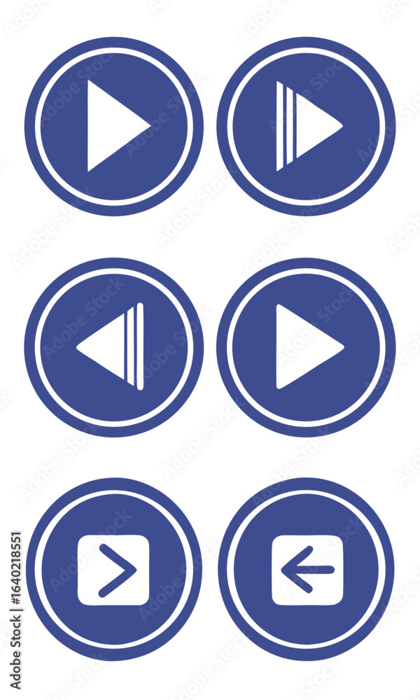 Blue media player icons set Blue media player icons set