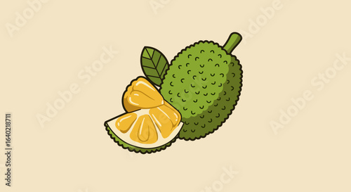 Vector Jackfruit Logo – Whole Fruit Label Design for Juice, Thai Dessert, Vegan Store Packaging