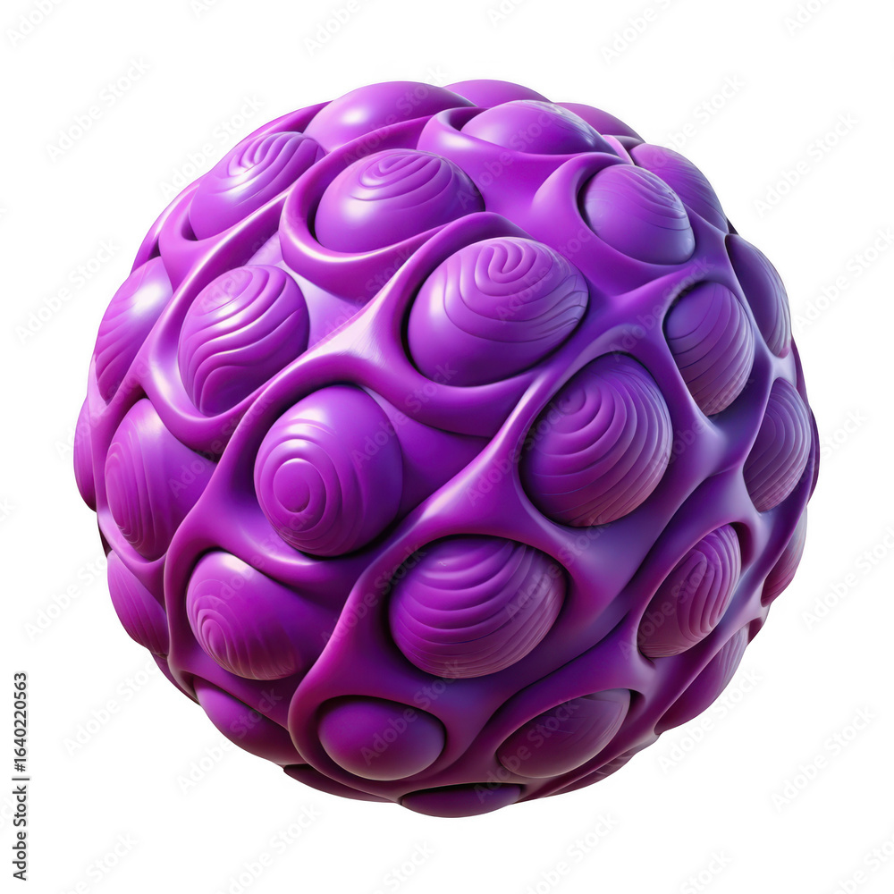 Fototapeta premium 3d abstract organic sphere with textured surface isolated on transparent background