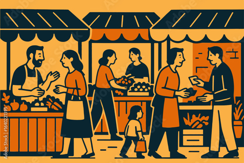 Illustration market vector minimalism Vector illustration minimalism