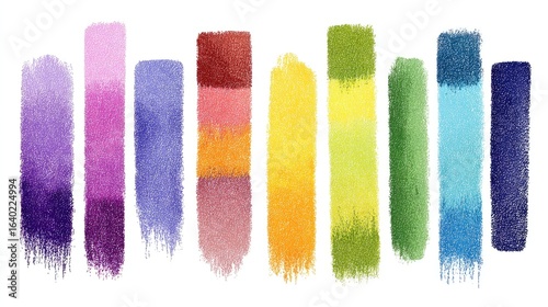 Abstract watercolor paint swatches in a spectrum of colors