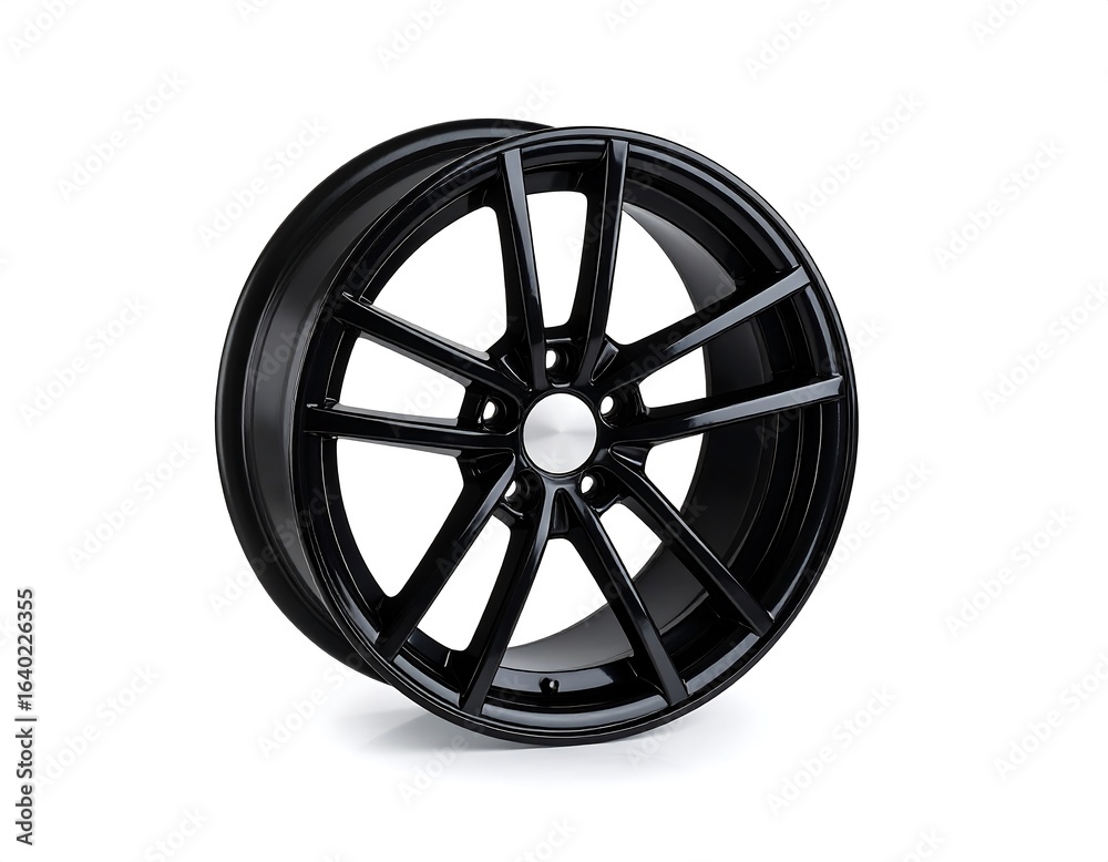 Black alloy wheel, isolated on white Black alloy wheel, isolated on white