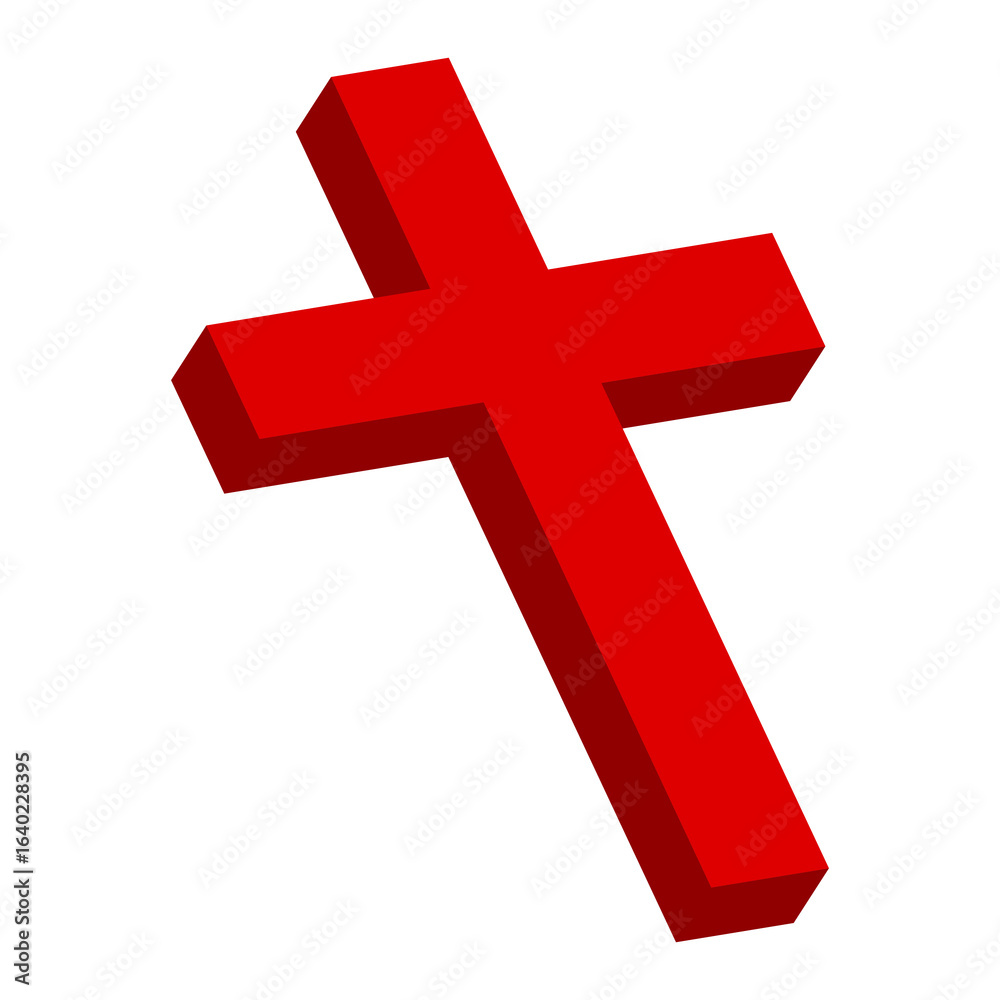 Fototapeta premium Christian cross, red crucifixion. 3D vector illustration isolated on white.
