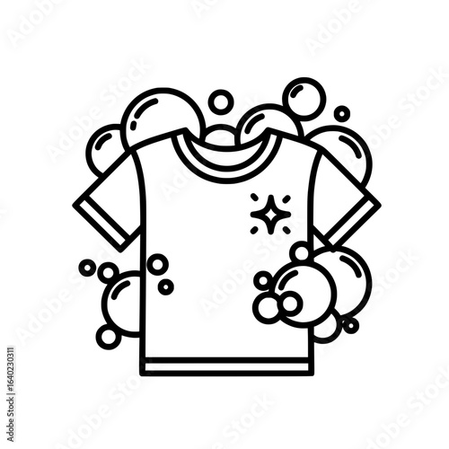Clean Shirt with Bubbles Icon – Laundry and Washing Symbol