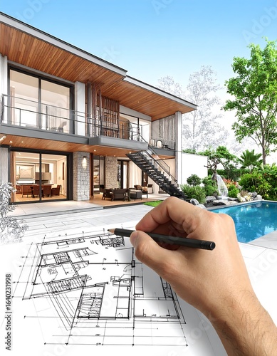Architect designing a modern house