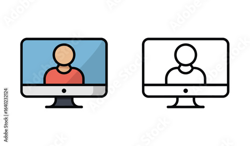 Digital Communication and Connection Two Computer Displays Depicting Online Video Conferencing and Remote Interactions
