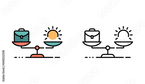 Work Life Balance with Scales Displaying Equal Value of Career and Personal Time