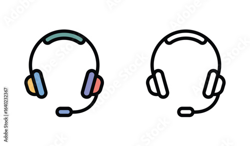 Headset Vector Graphics Depicting Call Center or Customer Service Support Communication Tool