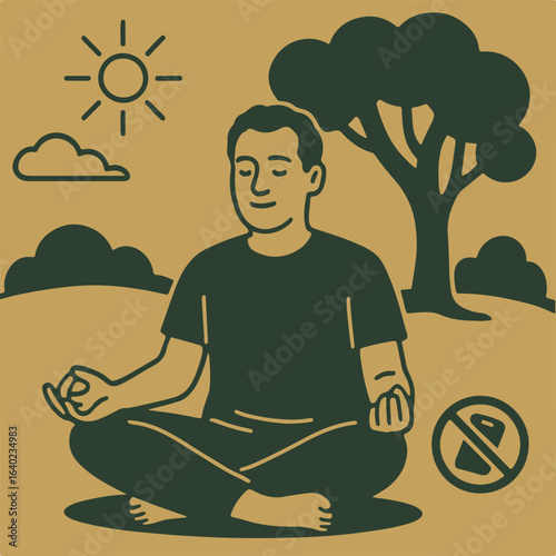 Illustration digital detox vector minimalism Vector illustration minimalism
