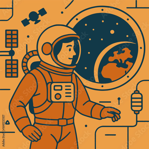 Illustration space station vector minimalism Vector illustration minimalism