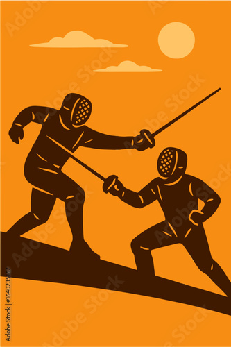 Illustration fencing vector minimalism Vector illustration minimalism