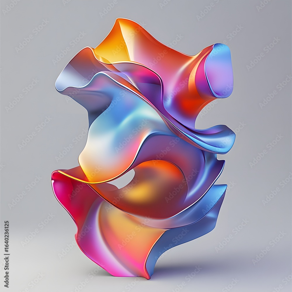 Obraz premium Dynamic 3D abstract motion shape with vivid gradients and interlocking forms