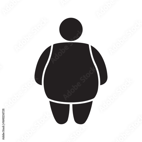 Fat person icon. Obese man silhouette. Symbol of obesity, overweight, and unhealthy lifestyle. Simple vector pictogram for health and diet concepts.
