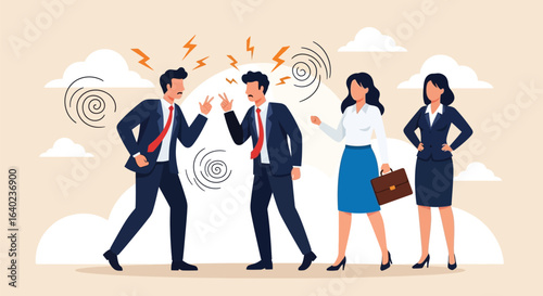 Workplace Conflict: Two Employees Arguing in the Office with Tension in the Air