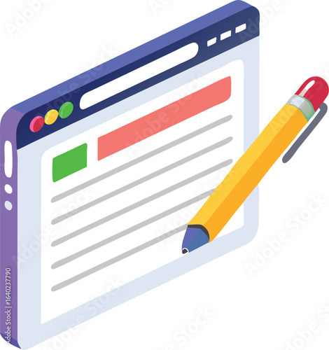 Isometric web page editing with stylus pen