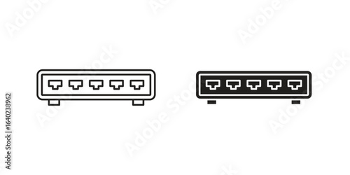 Network switch icon elements. doodle graphics icons.