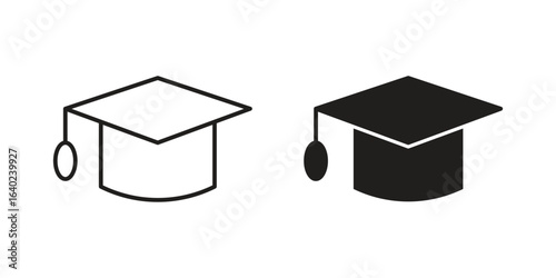 Graduation cap icon elements. doodle graphics icons.