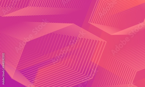 Modern Abstract Hexagonal Shapes Background Dynamic Pink and Orange Geometric Lines
