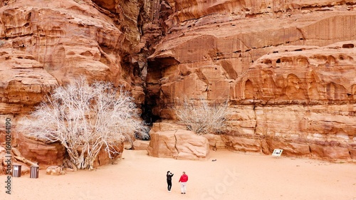 Canvastavla Spectacular aerial view in arrival to the Khazali Canyon in the desert of Wadi Rum, Jordan