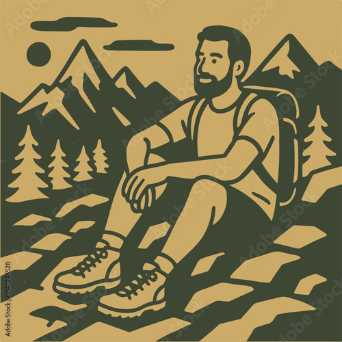 Illustration mountain vacation vector minimalism Vector illustration minimalism