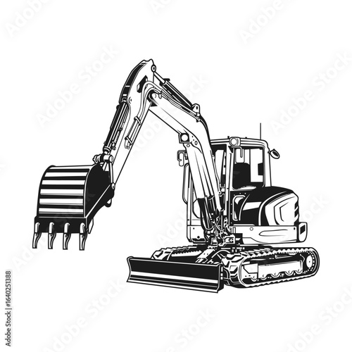 Kubota KX-057 Mini Excavator Outline Vec