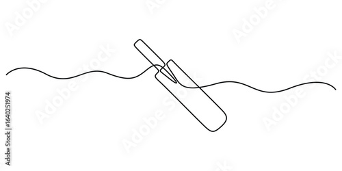 Professional cricket bat continuous one line drawing, Continuous single line drawing cricket bat, ball, and wicket stumps isolated on white background vector illustration