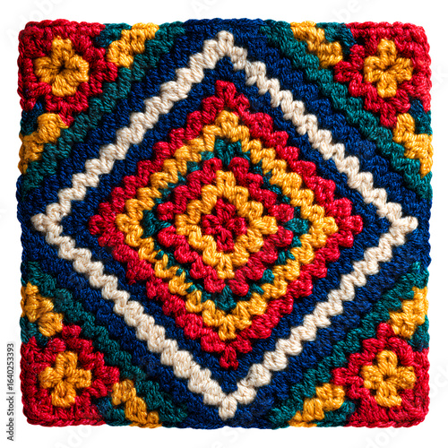 Colorful Crochet Granny Square Potholder, Retro Kitchen Décor