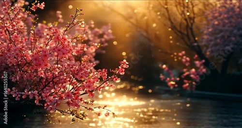 flowers over the river in the morning
