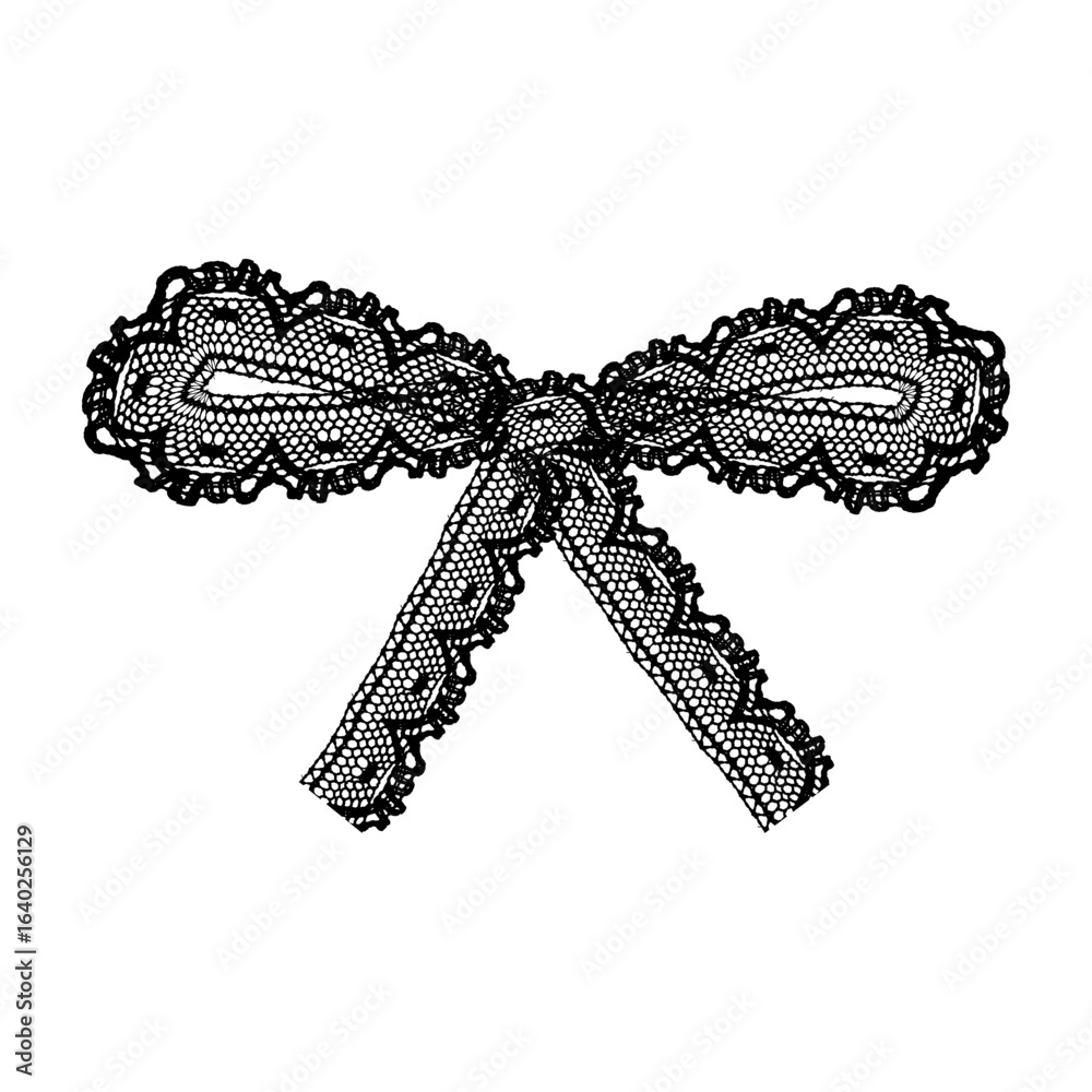 Obraz premium Elegant Black Lace Bow Isolated Vector Illustration