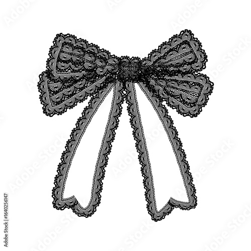 Elegant Black Lace Bow Isolated Vector Illustration