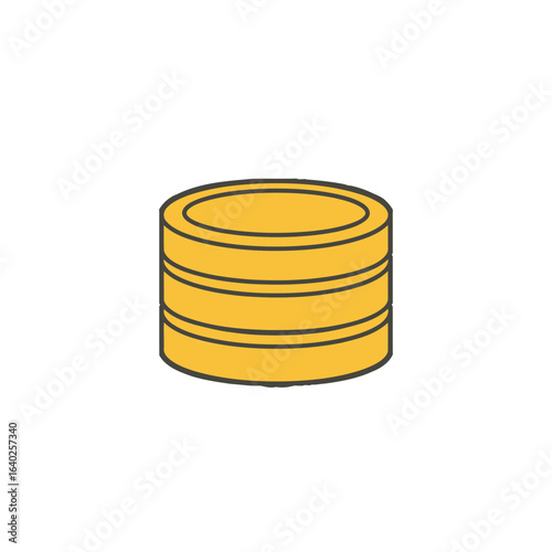 A stylized illustration of a neat stack of gold coins against a plain white background.