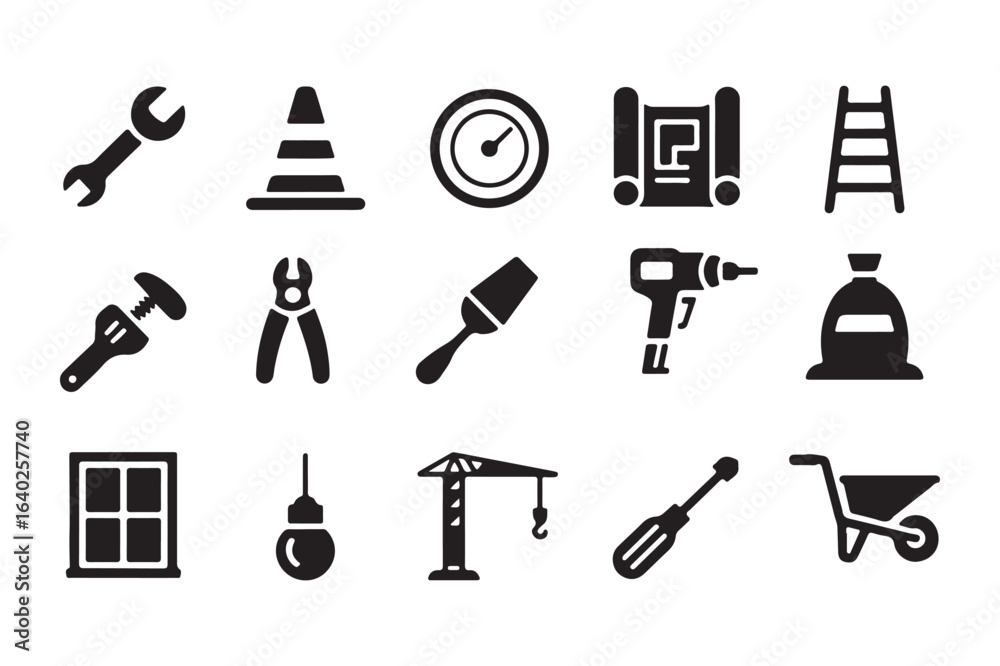 Fototapeta premium Hand Tools Professional Silhouette Design