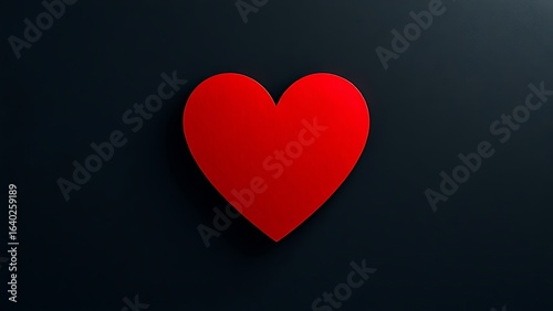 Minimalist red heart on dark textured background with directional lighting